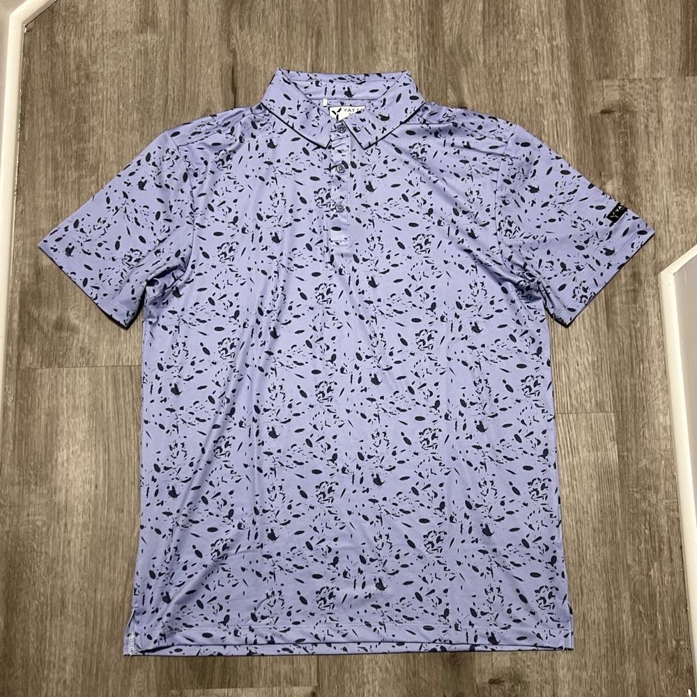 Yatta Golf men’s light purple w/ gray splatter design polo, size M